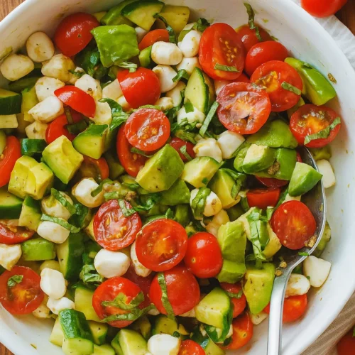Tomato Cucumber Mozzarella Salad