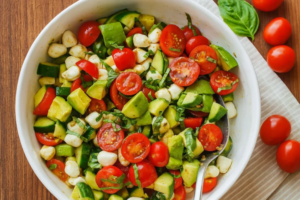 Tomato Cucumber Mozzarella-Salad